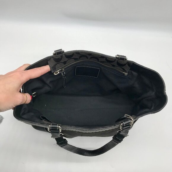 Coach Black Monogram Canvas Hampton Satchel Bag 6830 - Picture 11 of 11